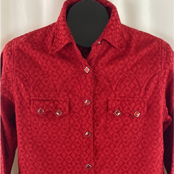 VINTAGE Adobe Rose Western Snap Blouse L - Picture 5 of 11